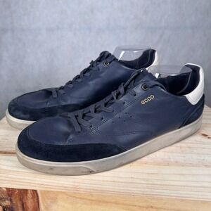 ECCO Soft 7 Sneakers Mens 12-12.5 Navy Blue Leather Suede Low Top Good 521394